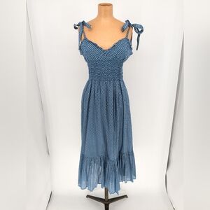 Polo Ralph Lauren Blue White Star Polka Dot Fit Flare Summer Dress US Size 6